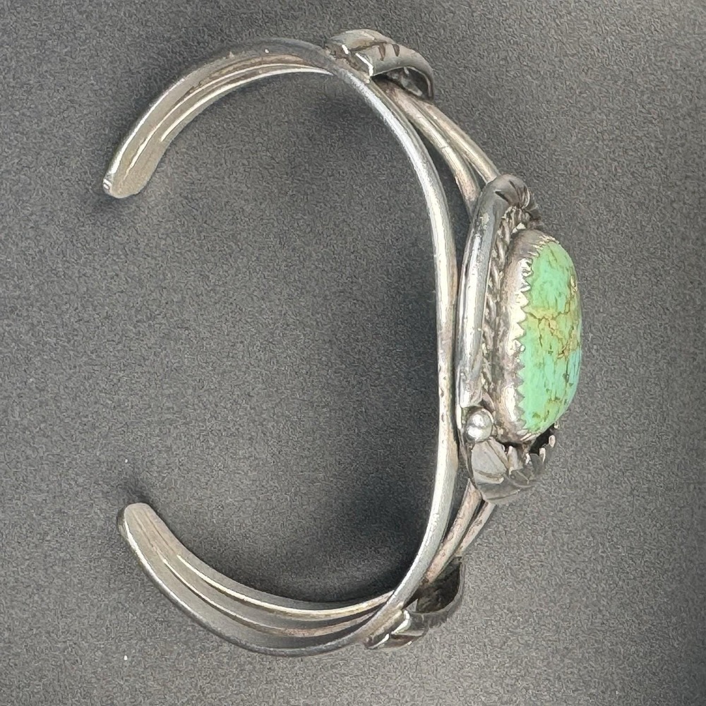 Navajo Sterling Silver Turquoise Triple Shank Cuff Bracelet Handmade 34.5g - Picture 3 of 11